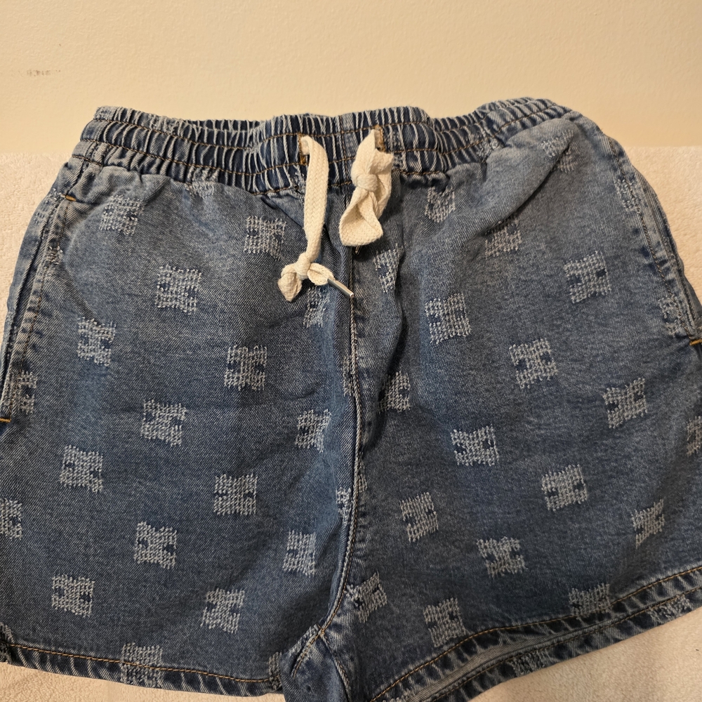 Celine Blue Striped Denim Shorts